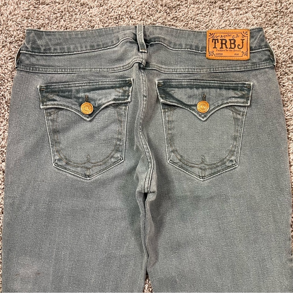 True Religion Becky Bootcut Flare Jeans Greenish Wash Size 30 Made in USA - Picture 6 of 14